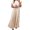 Cream, variant on Women's Pleated Round Neck Maxi Dress 100% Polyester Plus Size Full Length Evening Gown Lightweight Easy Care