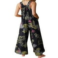 thumbnail image 2 of Women Summer Jumpsuit Leaf Floral Square Neck Sleeveless Overalls, 2 of 6