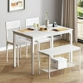 thumbnail image 2 of SogesPower Dining Table Set for 4, Kitchen Table with 2 Chairs and 1 bench, Use for Living Room Dining Room Kitchen, White, 2 of 7