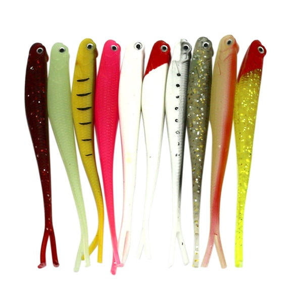 UDIYO 10Pcs/Lot Multicolor Soft Plastic 3D Eyes Lures 13cm Fishing Baits Tackle Tools