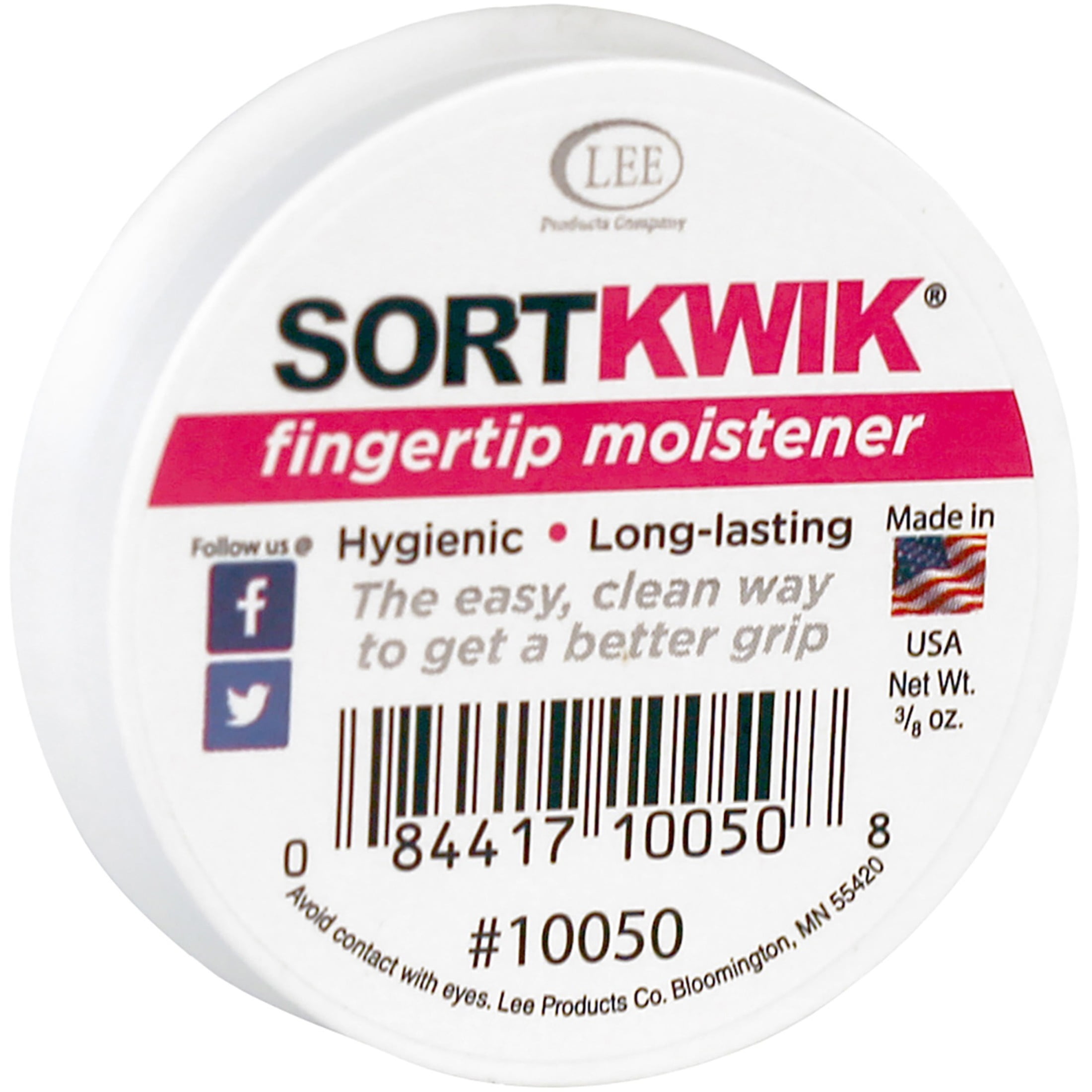 Lee Products Sortkwik Fingertip Moisteners, 3/8 Oz., Pink