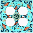 thumbnail image 3 of Metal Light Switch Plate Cover Orange Blue Flower Tile Pattern TIL003, 3 of 13