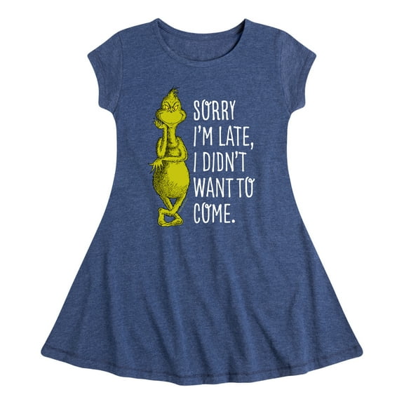 Dr. Seuss The Grinch - Christmas - Sorry I'm Late, Didn't Want To Come - Toddler & Youth Girls Fit & Flare Dress