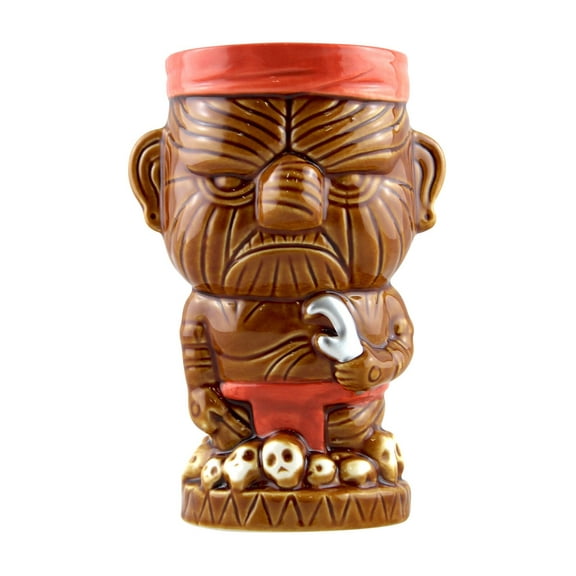 Handmade Angry Face Hawaiian HeadHunter Ceramic Tiki Drink. 13.5 Oz