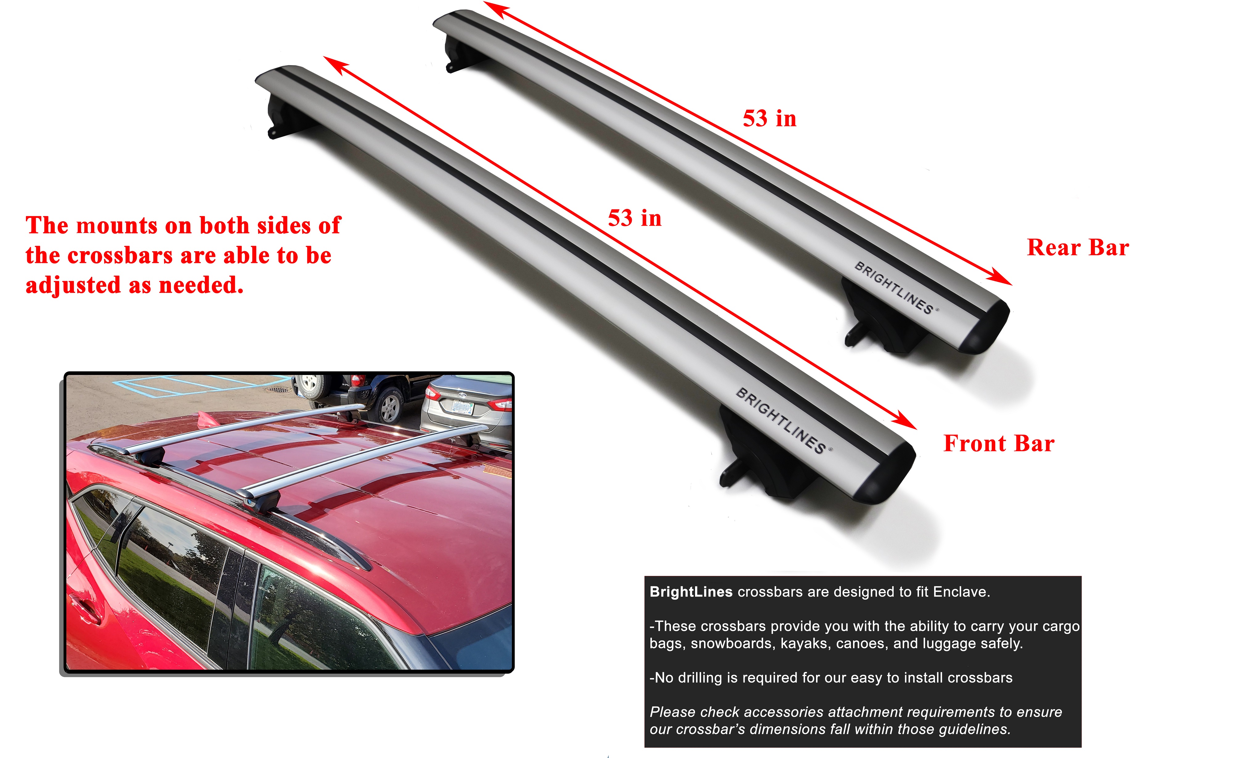 BRIGHTLINES Heavy Duty Anti-Theft Premium Aluminum Roof Bars Roof Rack Crossbars Compatible with Chevy Blazer 2019-2025