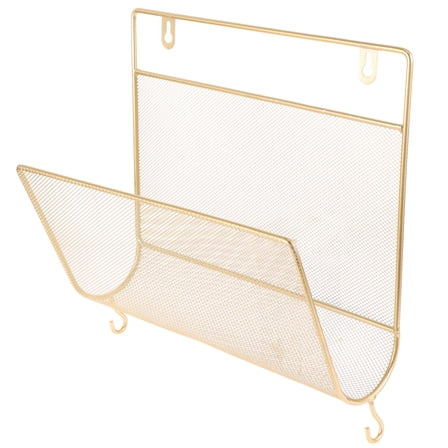 Newspaper Rack Wall Hanging Files Organizer Magazine Holder Book Shelf Stand Office Golden