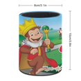 thumbnail image 2 of Mono Jorge el Curioso-theme Cylinder Pen Holder Pencil Organizer with Flannel Lining PVC Leather Material Cardboard Base for study work 10*8CM, 2 of 6