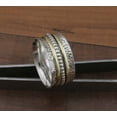 thumbnail image 5 of Sterling Silver Carved Spinner Ring – Handmade 925 Engraved Two-Tone Fidget Ring, Boho Meditation Anxiety Ring for Men & Women, Unique Wedding Jewelry Gift Ring Size- 11, 5 of 6