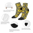 thumbnail image 5 of Rateoe Sunflowers On Black And White Stripes Pattern Quarter Crew Socks,Toe Seamed Ankle Socks,Cotton Cushioned Breathable Athletic Crew Sports Socks, 5 of 7
