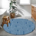 thumbnail image 4 of Round Rug 4ft Area Rug, Bohemian Abstract Geometric Arch Area Rugs for Living Room Bedroom, Abstract Navy Blue Floor Mat Non-Slip Non-Shedding Carpet Indoor Accent Rugs, 4 of 9