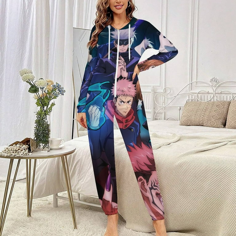 Jujutsu Kaisen Unisex Onesie Pajamas Zipper Jumpsuit Hooded