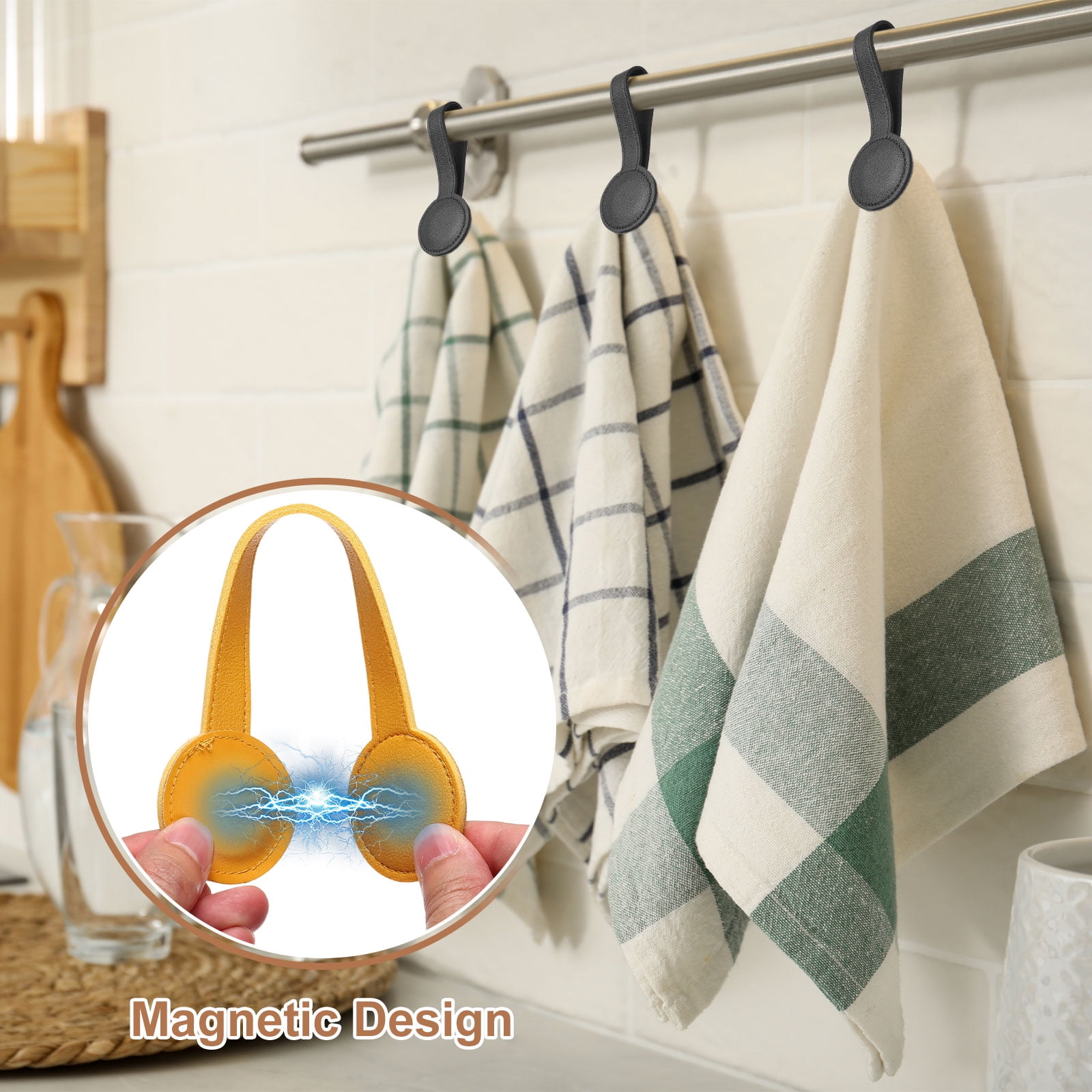 Uxcell 8 Pcs Kitchen Magnetic Towel Clips Leather Towel Holder Clip Hand Hooks Kitchen Accessories Red