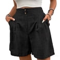 thumbnail image 2 of ClodeEU Women's Elastic Waist Knee Length Shorts,Straight Leg Casual Loose Short Black,Womens Plus XL, 2 of 7