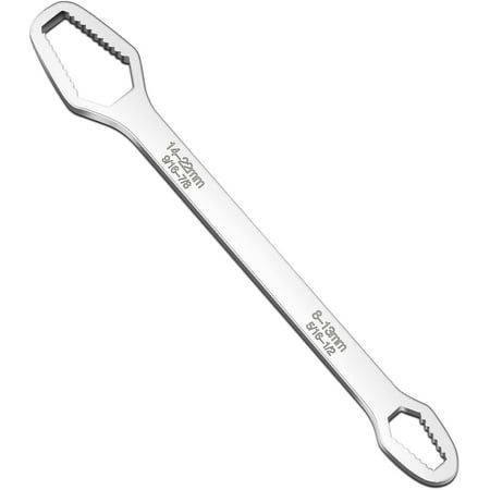 

Egebert Double End Multifunctional Universal Wrench 8mm-22mm Self-Tightening lazy Wrench Repair Tools Chrome Vanadium Steel Silver