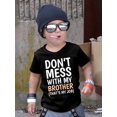 thumbnail image 1 of [Casual T-Shirt] Boys' "Don't Mess with My Brother" Casual Short-Sleeve T-Shirt | Black with Orange Lettering | Soft Cotton | Round Neck, Regular Fit | Summer Youngsters' Clothing, 1 of 7
