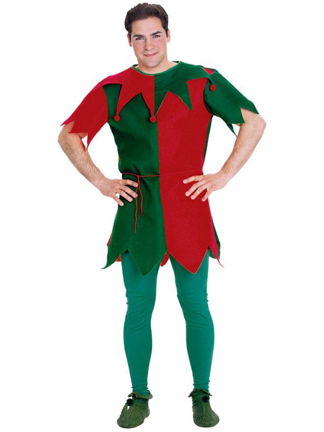 Men's Christmas Elf Costume Rash Guard for Men Boys Green White Red Stripe