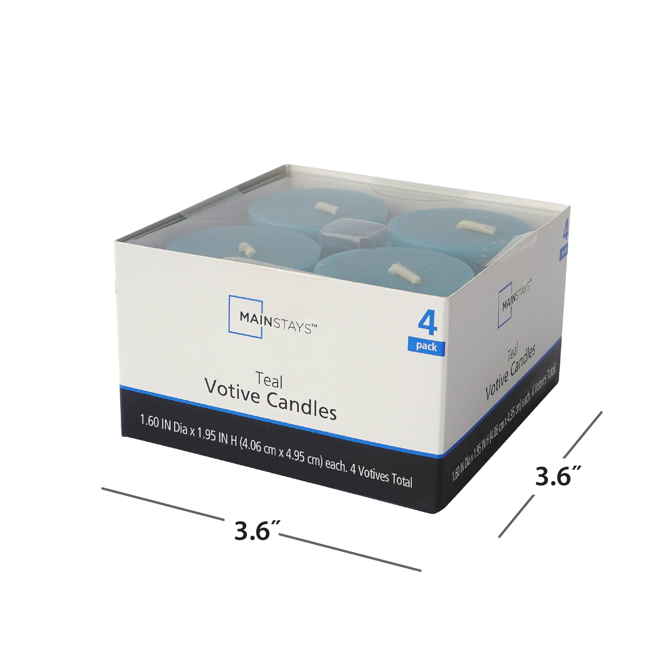 (2 pack) Mainstays Votive Candles, Unscented, Teal, 4 Pack