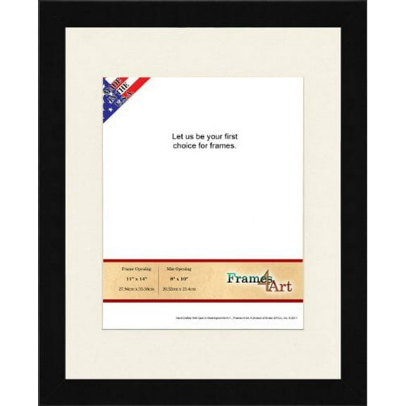 Contemporary Thick Black 11" x 14" Empty Photo Frame, 8" x 10" Removable Mat