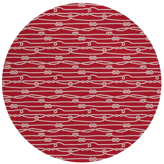Addison Rugs Indoor/Outdoor Harpswell Ocean Rope Washable Rug 8' x 8' Round - Ruby
