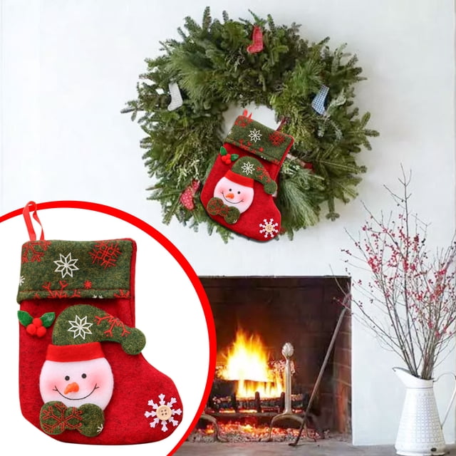 Ganfancp Medias de Navidad Personalizadas Bolsas de Caramelos de Navidad Medias de Navidad Lindos Niños, Chimenea de Vacaciones y Calcetines de La Casa de Navidad Decoración de La Fiesta de Navidad O