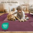 thumbnail image 4 of ODIKA 2'x3' Washable Accent Rug Rich Burgundy Geometric Elegant Overlapping Curves and Lines Design for Bedroom, Nursery, RV, Pet Friendly, Bedside Mat, 4 of 7