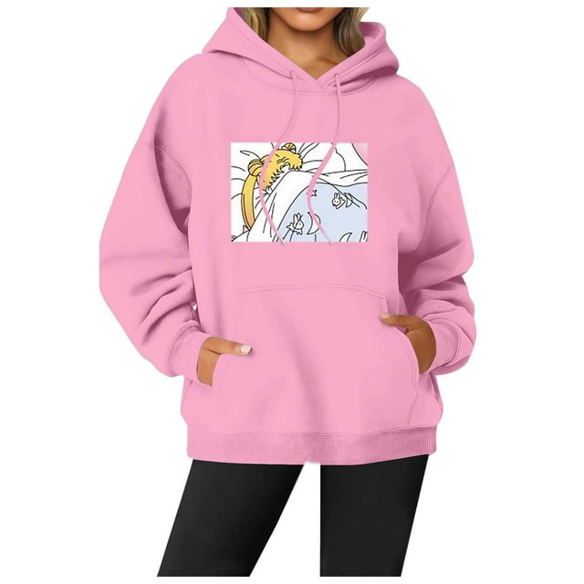 Women's Fashion Print Top Loose Hoodie