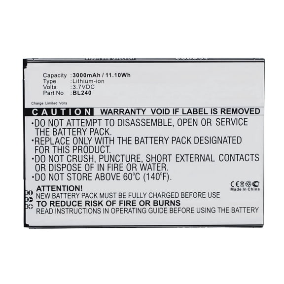 Batteries N Accessories BNA-WB-P3416 Cell Phone Battery - Li-Pol, 3.7V, 3000 mAh, Ultra High Capacity Battery - Replacement for Lenovo BL240 Battery