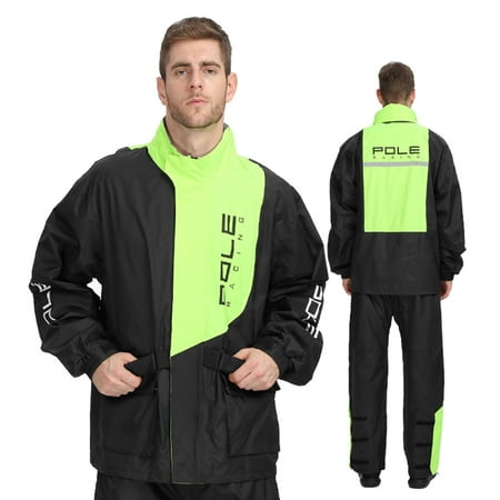 rain suit Men Breathable Rain Suit Jacket and Pants Set for Motorcycle Golfing Cycling Fishing Hiking Outdoor Activities Polyester Pongee PVC Material Black Green M L XL X