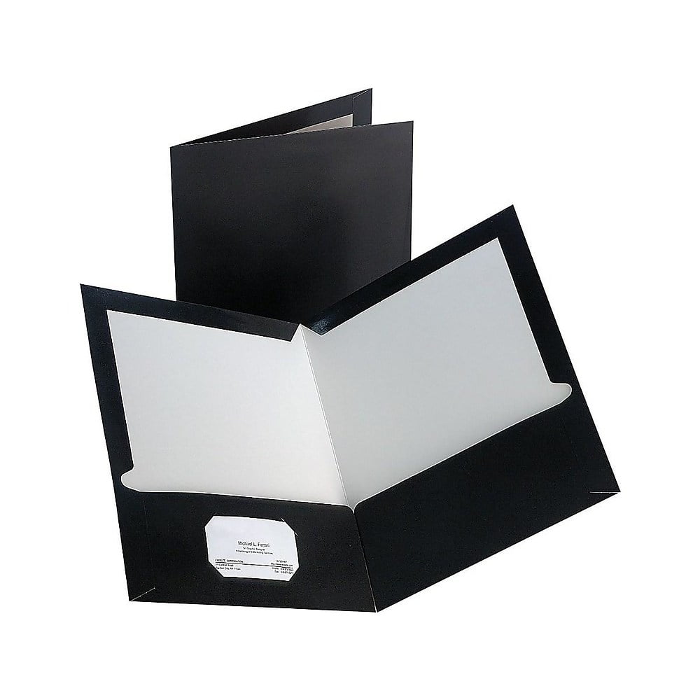 Staples 2Pocket Laminated Folders Black 10/Pack 13365CC