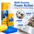 thumbnail image 3 of 2PCS Multi-Purpose Foam Cleaner Spray, 150ml Lemon Scent Multi-Enzyme Cleaner Kit with Sponge & Cloth, Car Interior Cleaner for Seats, Sofa, Shoes, Fabric, Leather & Household Surfaces, 3 of 7