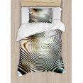 thumbnail image 1 of Abstract Duvet Cover Set Twin Size, Geometrical Modern Zebra like Pattern with Circled Detailed Artwork Print, Decorative 2 Piece Bedding Set with 1 Pillow Sham, Black and White, by Ambesonne, 1 of 3