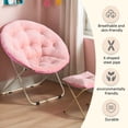 thumbnail image 5 of TOPCHANCES 31" Folding Saucer Chair, Collapsible Lounge Moon Chair with Ottoman, Pink, 5 of 9