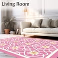 thumbnail image 2 of ODIKA 2'x3' Machine Washable Non-Slip Area Rug, Interlocking Lattice Motif with Subtle Medallion Accents Modern High Traffic Rug, Pink, 560824, 2 of 7