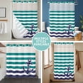 thumbnail image 5 of No Hook Shower Curtain with Snap in Liner, Anchor Teal White Stripe Country Waterproof Bath Curtain Double Layers with See Through Top Window, Nautical Modern Stripes Hotel Shower Curtains 36x72in, 5 of 9