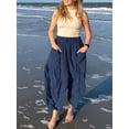 thumbnail image 6 of Yesfashion Women's Casual Summer Baggy Palazzo Pants  Drawstring High Waisted Wide Leg Harem Pockets Pants, 6 of 7