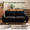 thumbnail image 5 of BedLuxury 68” Studio Loveseat Couch with Wide Armrests, Modern Small Sofa with Wood Legs for Small Space and Living Room, Black, 5 of 8