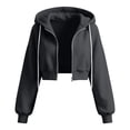 thumbnail image 3 of Girls Short Zip Up Hoodie Jacket Casual Loose Fit Long Sleeve Outerwear Top for Kids Teenagers Everyday Wear Comfortable Coat, 3 of 4
