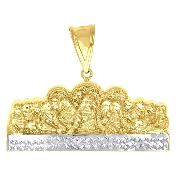 10k 10Kt Two-Tone Gold Mens Diamond-Cut Last Supper Religious Charm Pendant
