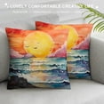 thumbnail image 3 of Creowell Pillowcase Abstract Beach Watercolor Sunset Beach Picture Prints Ocean Scenery Paintings Plush Pillowcase (Universal 1) White, 3 of 5