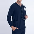 thumbnail image 5 of Scrub Sets for Men qolati Two Piece Outfits Long Sleeve V-Neck Scrub Shirts and Jogger Pants with Pocket Summer Athletic Stretch Workwear Working Uniforms, 5 of 7