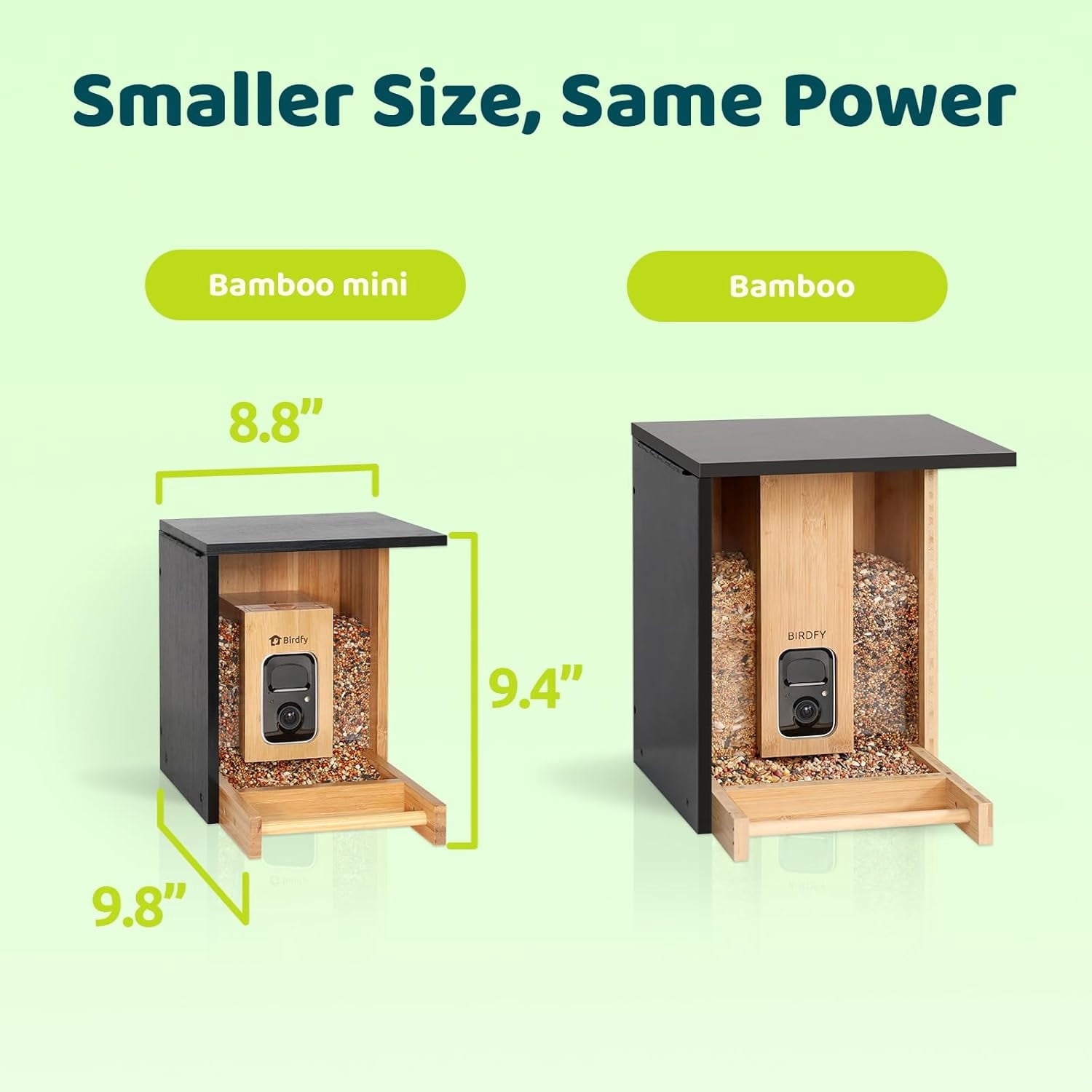 Birdfy Smart Bird Feeder with Camera, High-End Bamboo, Mini in Size, Solar Powered, Auto Capture Birds & Notify in Time, Powerful AI Recognition, Ideal Gift Present