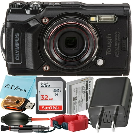 Olympus Tough TG-6 Digital Camera (Black) + SanDisk 32GB Memory Card + Card Reader + ZeeTech Accessory Bundle (Starter Kit)