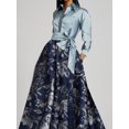 thumbnail image 3 of Elegante vestido largo con estampado floral, cuello vuelto, manga larga, lazo, bolsillo, vestido largo para fiesta, boda, noche, 3 of 4