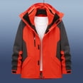 thumbnail image 2 of bbymog Jackets for Men Casual Patchwork Winter Coat Long Sleeve Zip Up Hooded Jacket Stand Collar Outerwear with Pockets Orange XXXL, 2 of 3