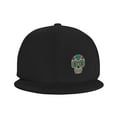 thumbnail image 2 of DouZhe Flat Brim Cap Snapback Hat, Abstract Sugar Skull Prints Adjustable Black Adult Baseball Cap, 2 of 7