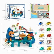 Boys Dinosaur Race Track Playset, Kids Car Garage Parking Adventure Toy with 10 Mini Cars, Educational Toy Ramp Playset for 3 4 5 7 8 Year Old Toddler Boys Preschool Girls