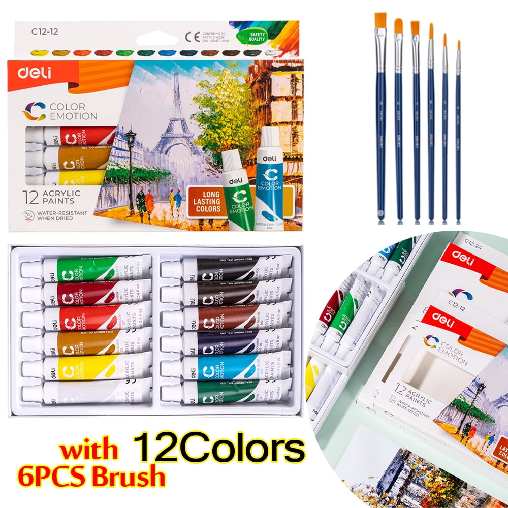 Deli Acrylic Paint 12 Colors Acrylic Paint Set Artist Grade Acrylic