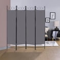 thumbnail image 6 of YRLLENSDAN 4 Panel Room Divider 6FT Steel Frame Screen Folding Privacy Divider Freestanding Partition for Home Office Bedroom (Grey), 6 of 8
