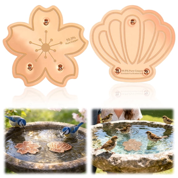 Toorise 2 Pcs Copper Purification Disk for Bird Bath Clean Birdbath Cleaner 0.8mm Self Cleaning Design Keeps Water Fresh Year Round Fit for Outdoor Birdbath and Bowl Bird Bath Fountain