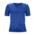 thumbnail image 5 of Womens Summer Tops Casual Solid V-Neck Hooded Short Sleeve Workout Tops Tee Shirts - Blue∣2XL, 5 of 9